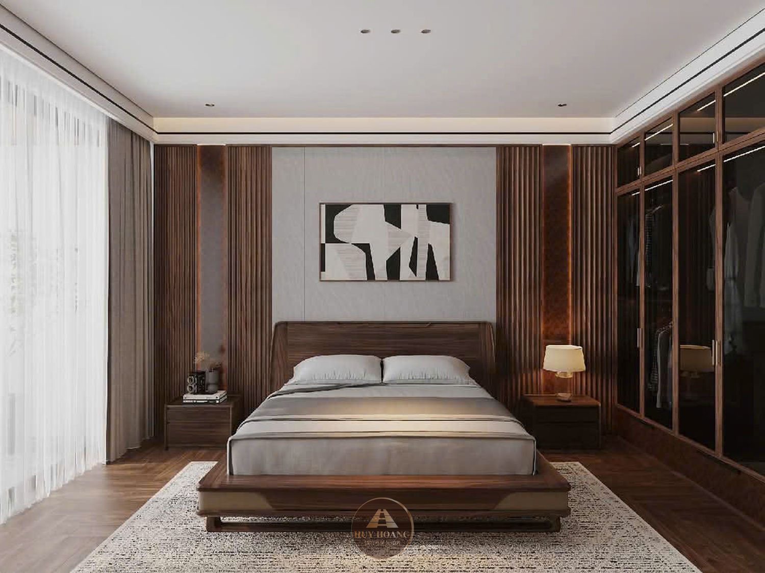 THIẾT KẾ NỘI THẤT GỖ ÓC CHÓ VILLA MIÊU NHA