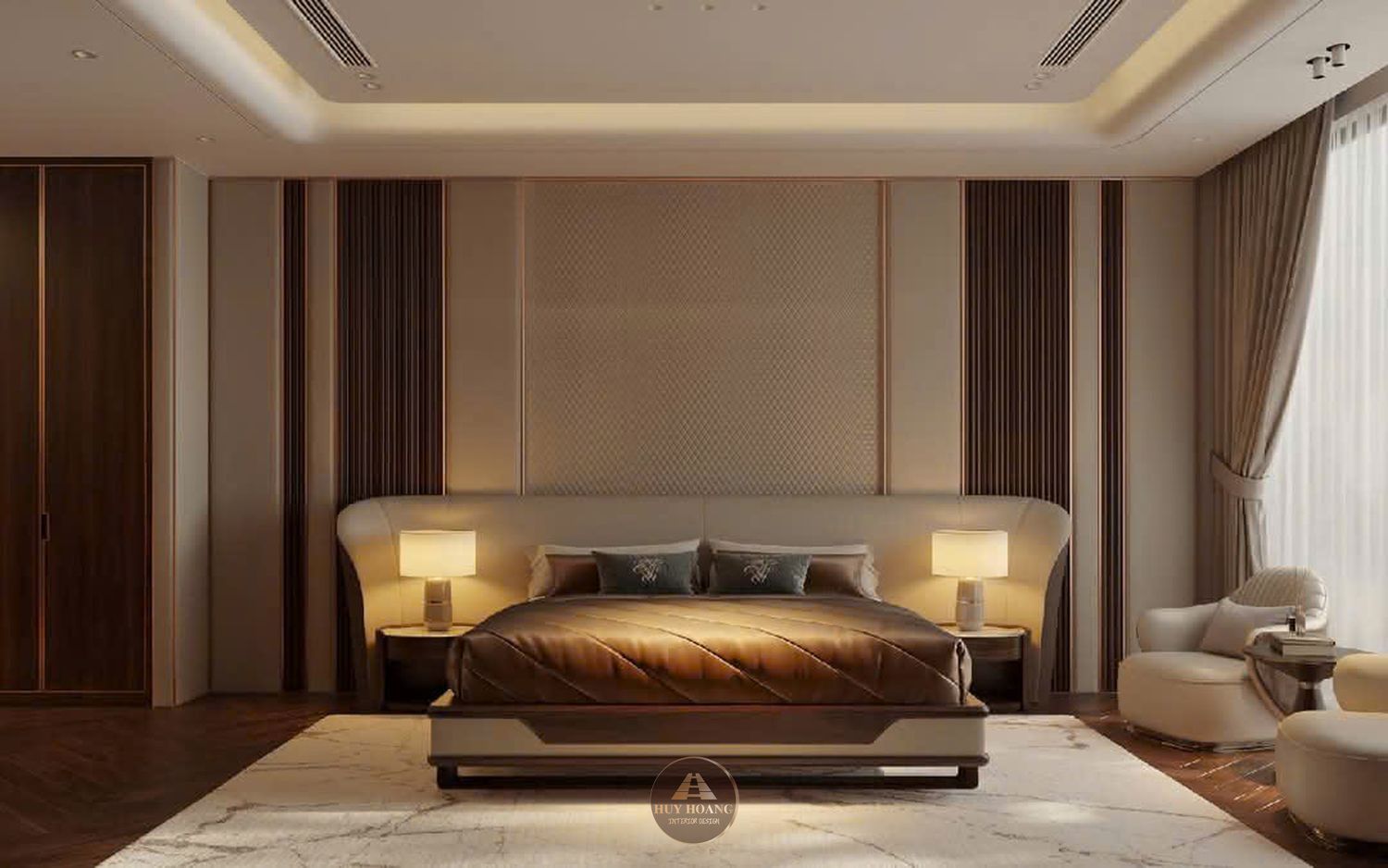 THIẾT KẾ NỘI THẤT GỖ ÓC CHÓ VILLA MIÊU NHA