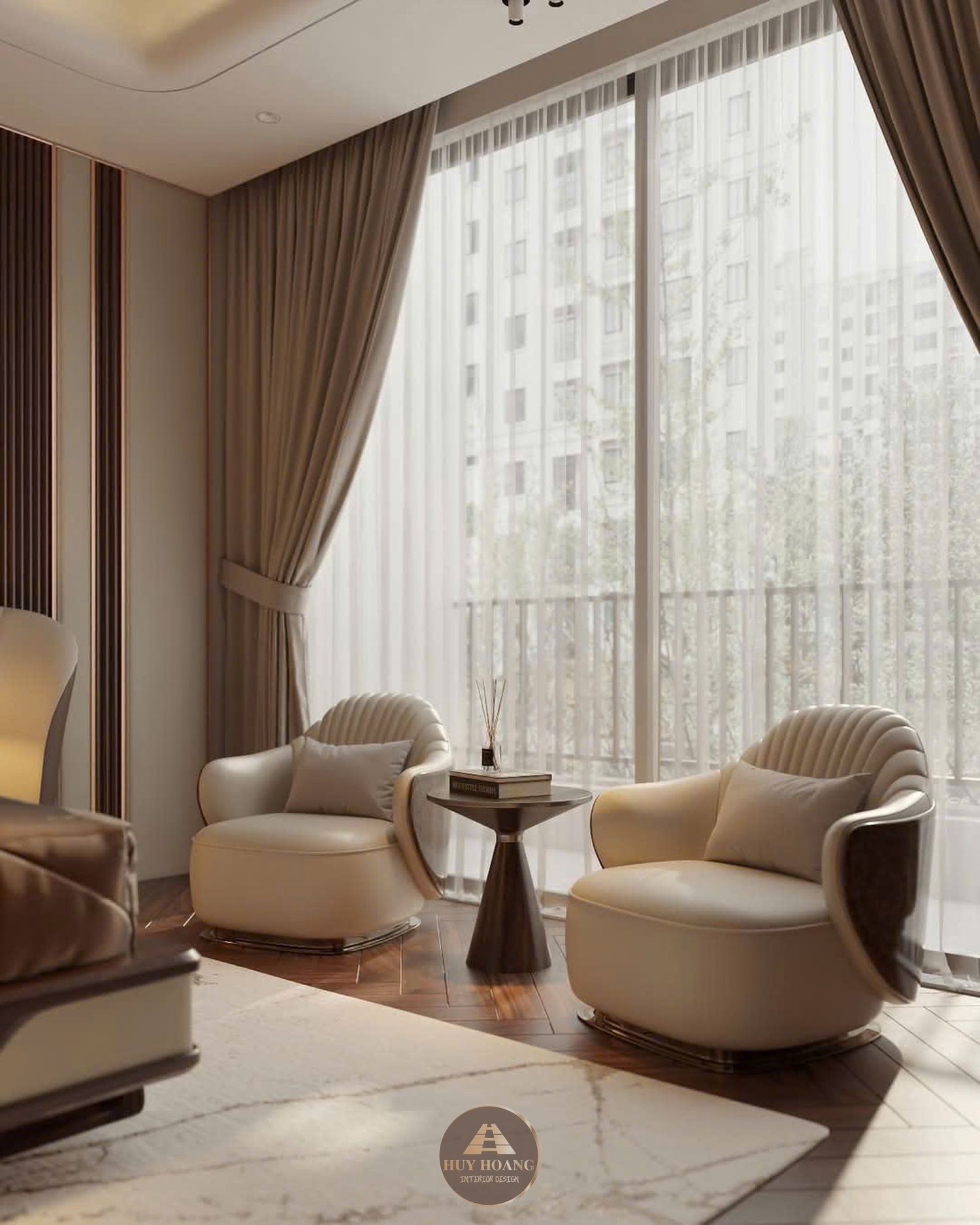 THIẾT KẾ NỘI THẤT GỖ ÓC CHÓ VILLA MIÊU NHA