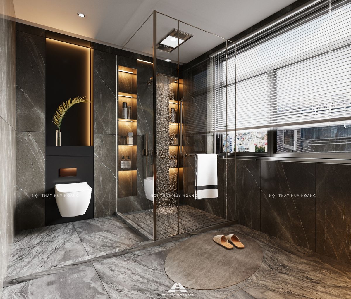 Thiết kế nội thất gỗ óc chó biệt thự Vinhomes Riverside