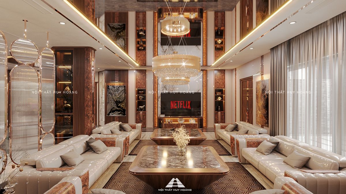 Thiết kế nội thất gỗ óc chó biệt thự Vinhomes Riverside