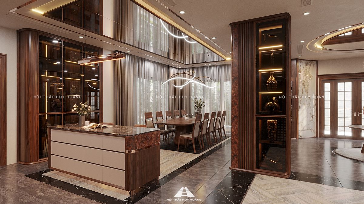 Thiết kế nội thất gỗ óc chó biệt thự Vinhomes Riverside