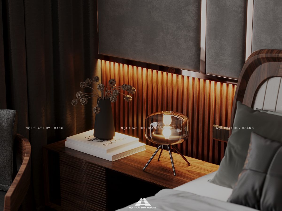 Thiết kế nội thất gỗ óc chó biệt thự Vinhomes Riverside