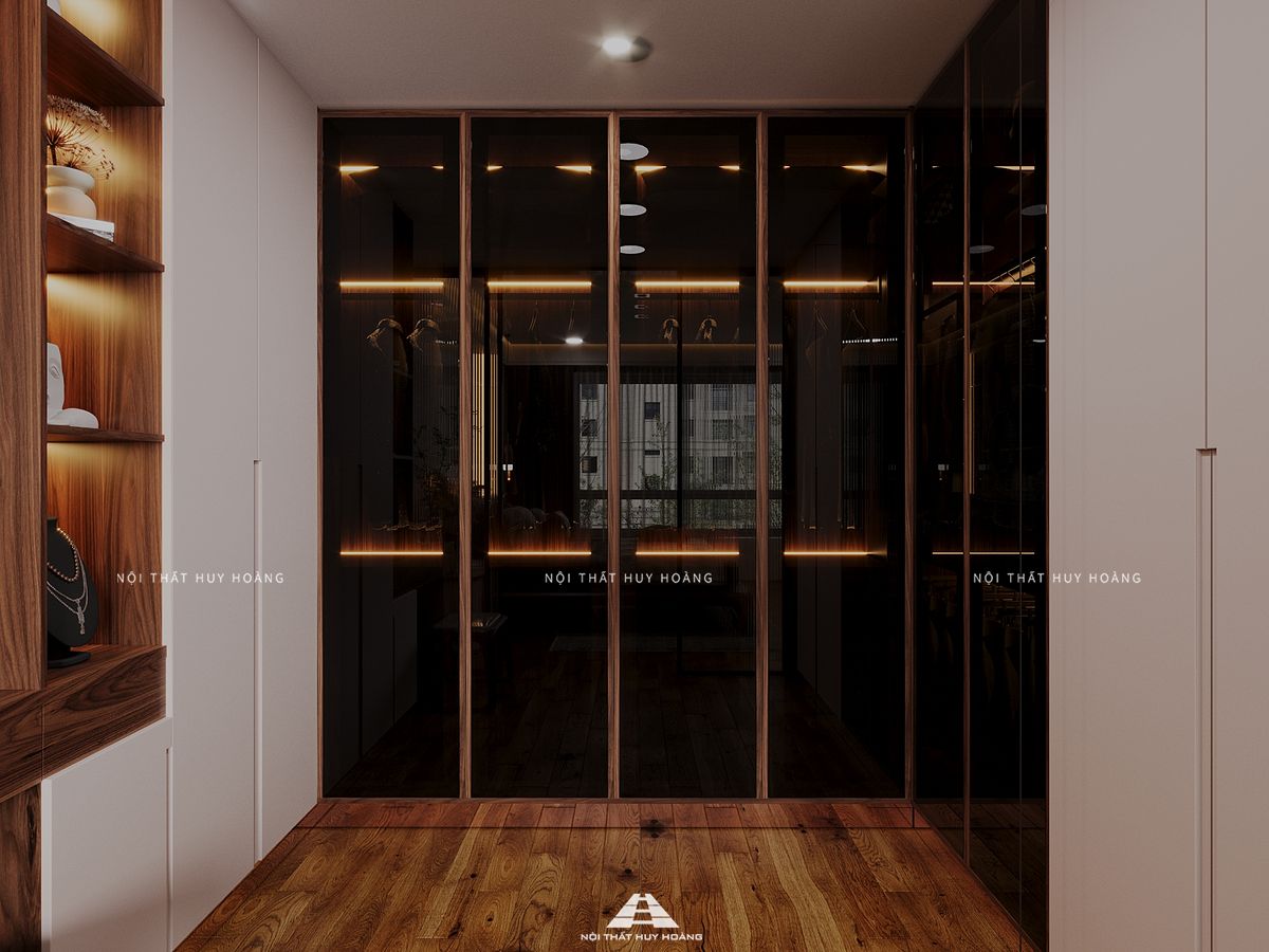 Thiết kế nội thất gỗ óc chó biệt thự Vinhomes Riverside