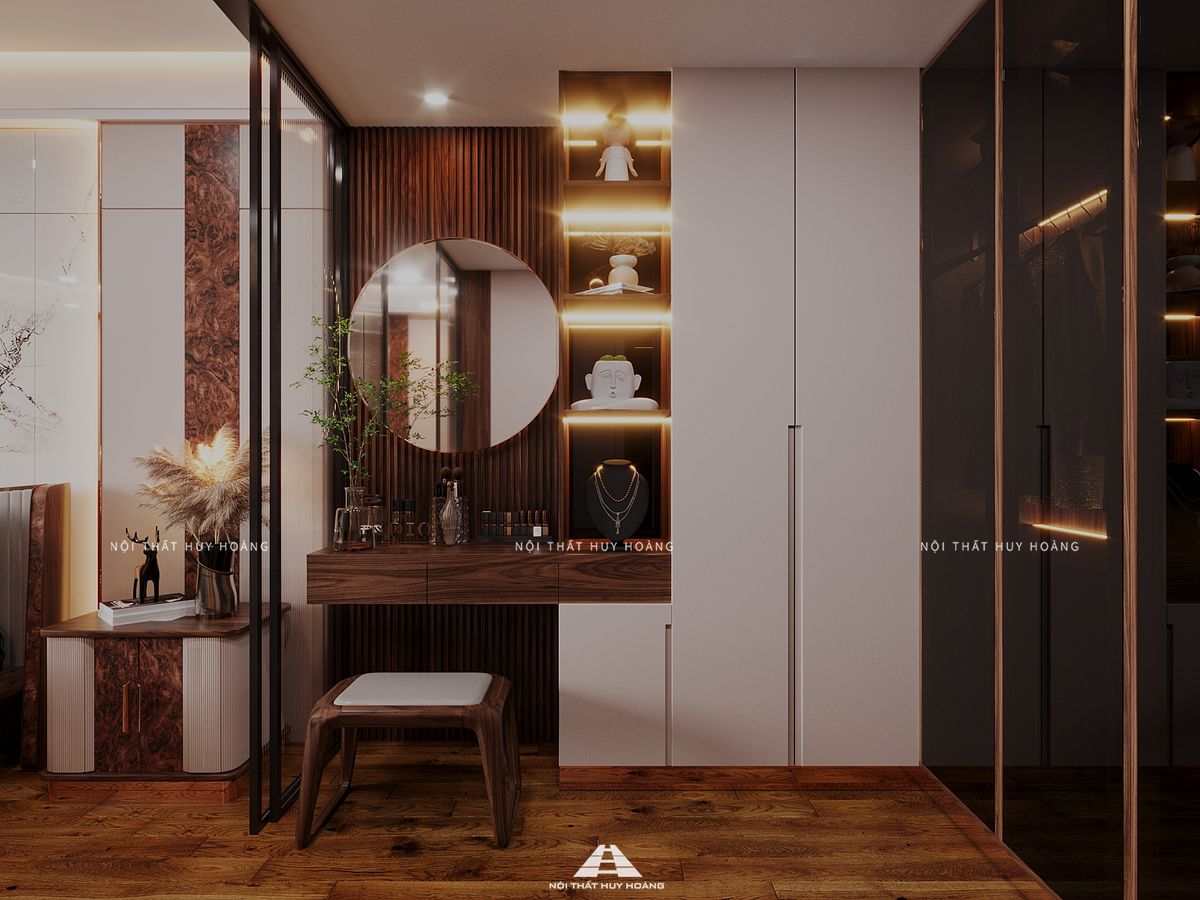 Thiết kế nội thất gỗ óc chó biệt thự Vinhomes Riverside