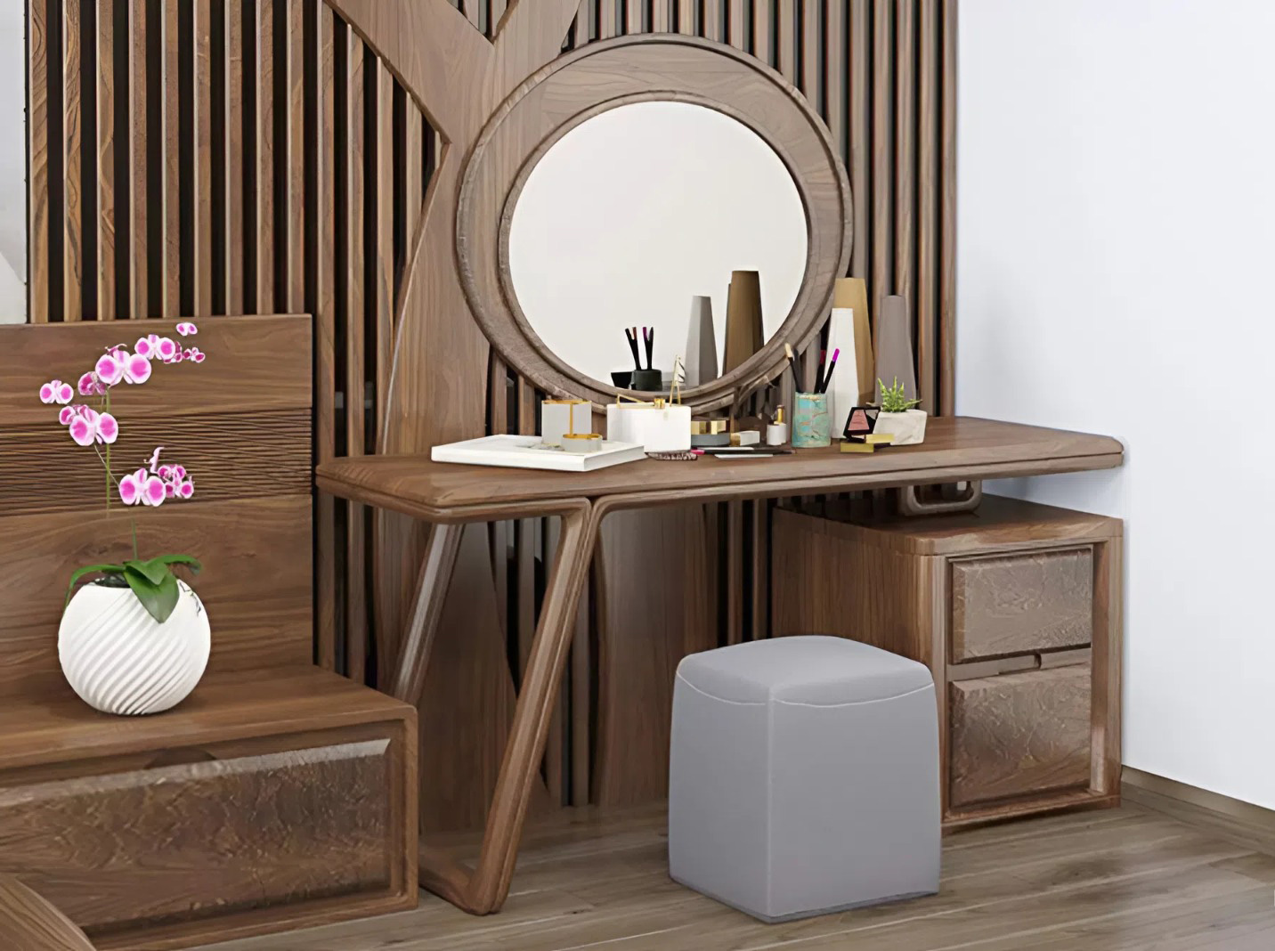 cách chọn bàn trang điểm gỗ óc chó