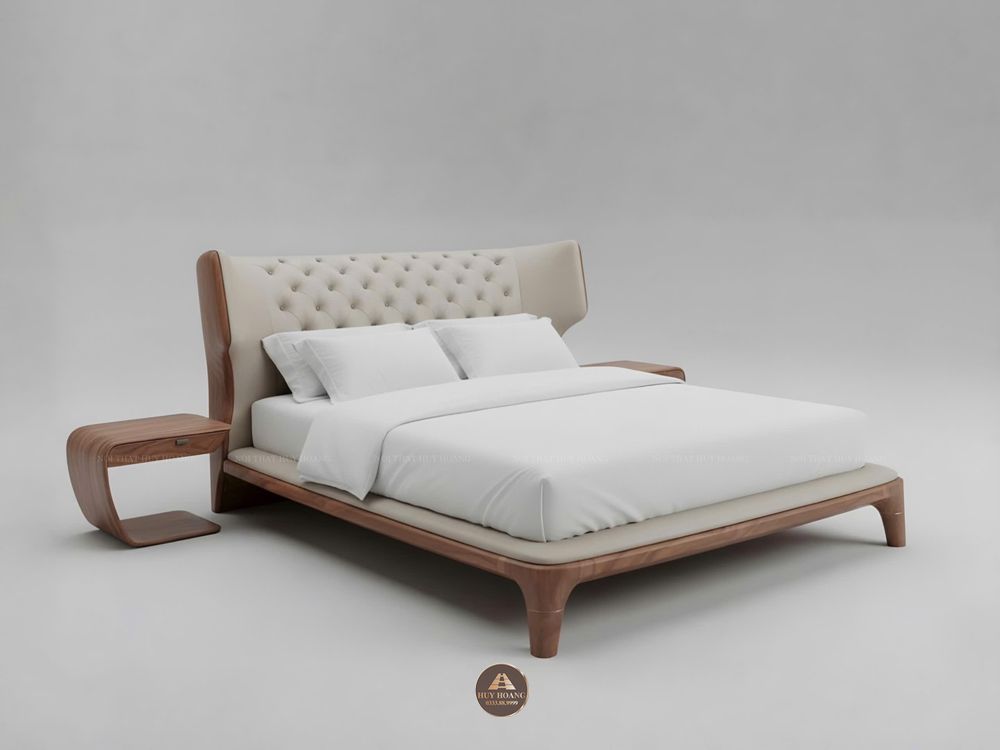mẫu giường gỗ óc chó