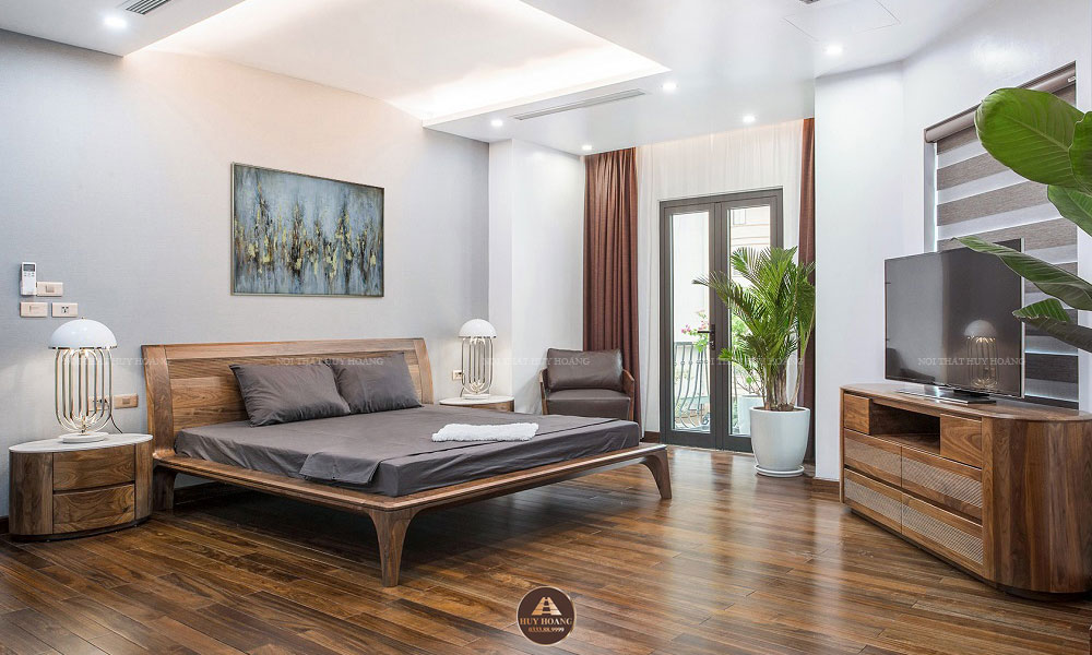 sản phẩm giường ngủ gỗ óc chó