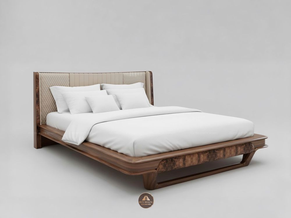 mẫu giường ngủ gỗ óc chó cao cấp