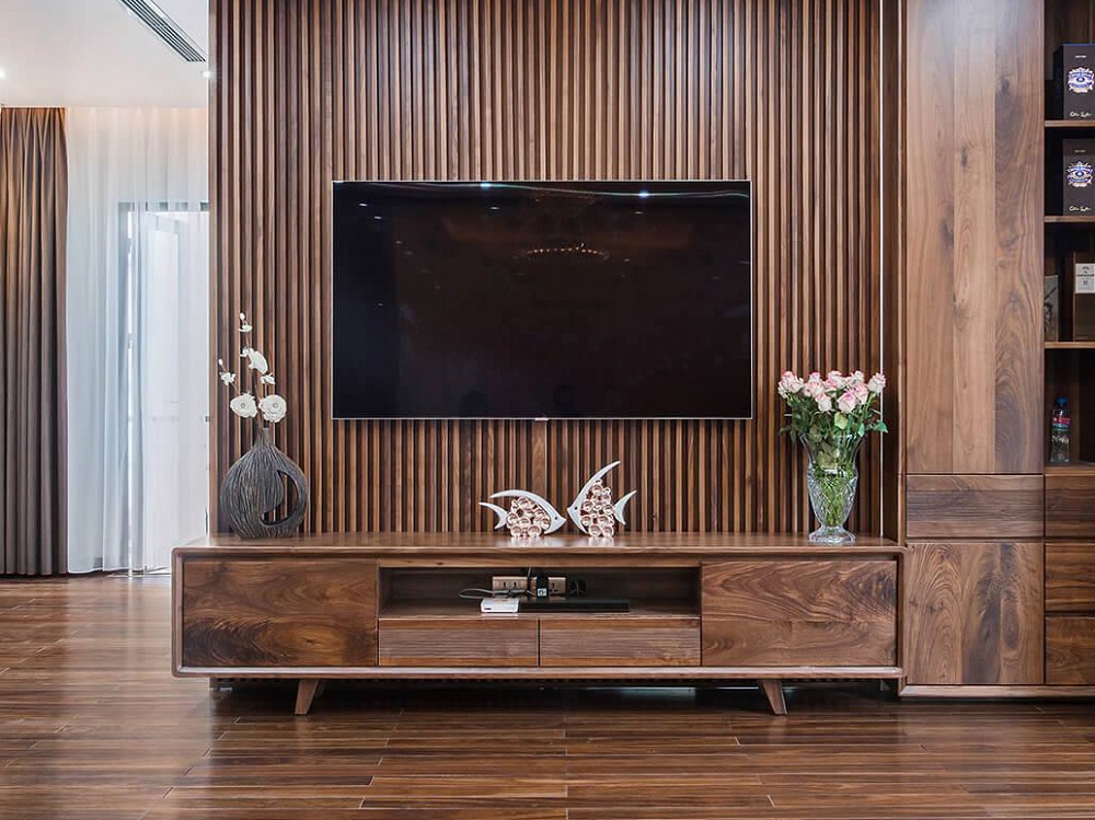 mẫu kệ TV gỗ óc chó đẹp