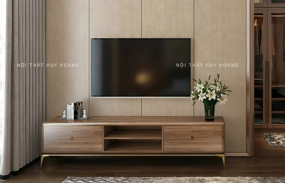 kệ TV gỗ óc chó thiết kế tối giản