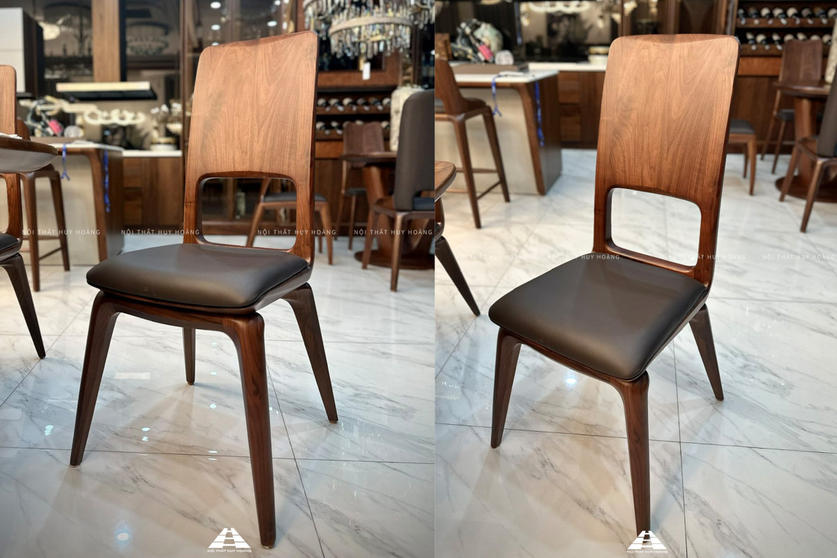 ghế ăn gỗ óc chó đệm nâu