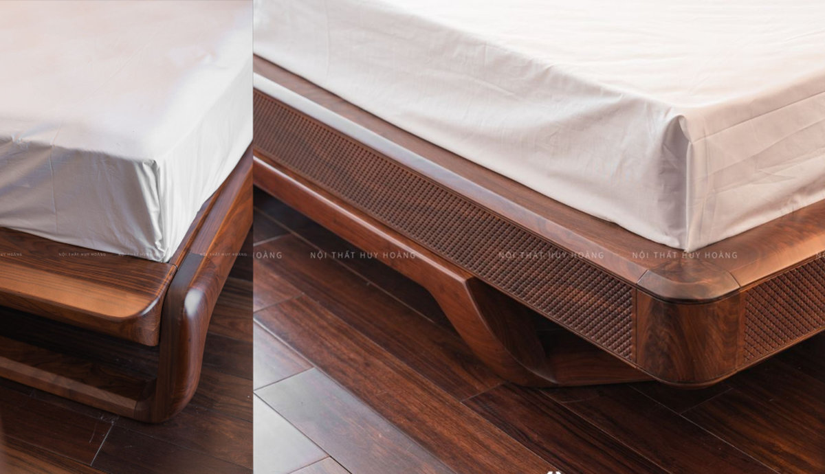Mẫu giường ngủ gỗ óc chó hiện đại đã bàn giao