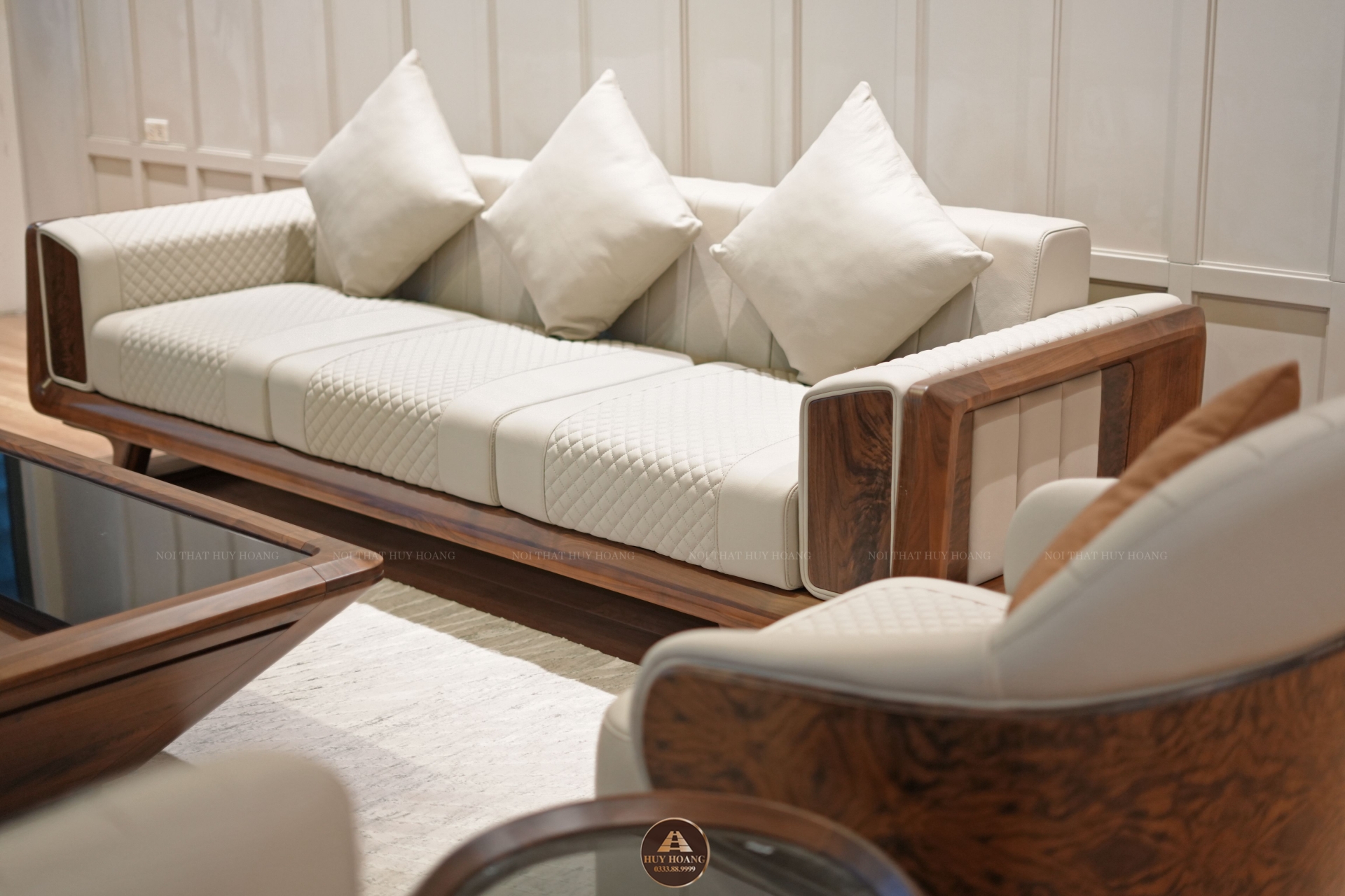 Sofa gỗ óc chó Avalon 31 cao cấp - sang trọng