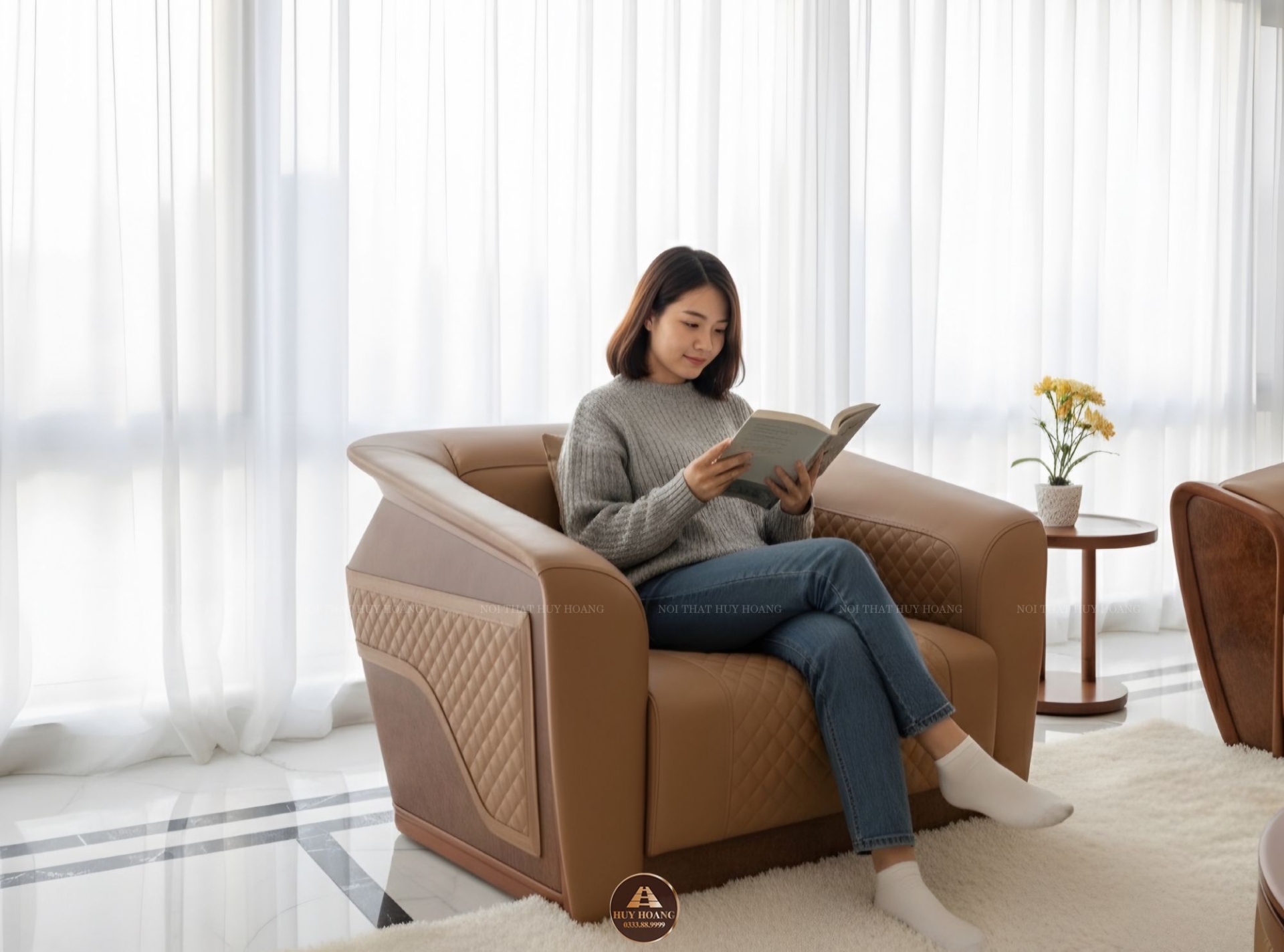 Sofa gỗ óc chó Avalon 46 dáng cong độc đáo