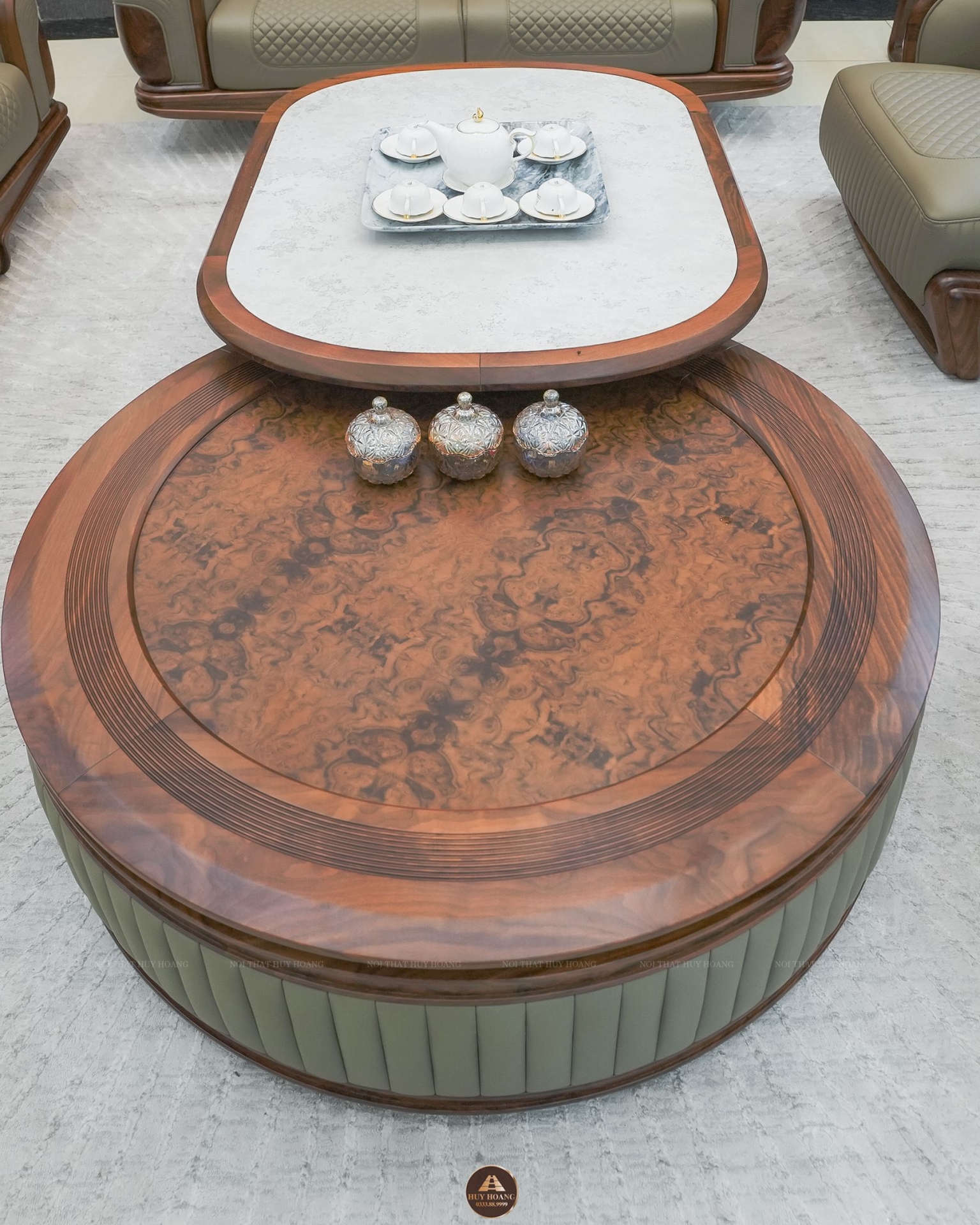 Bộ sofa gỗ óc chó hiện đại Avalon Curve