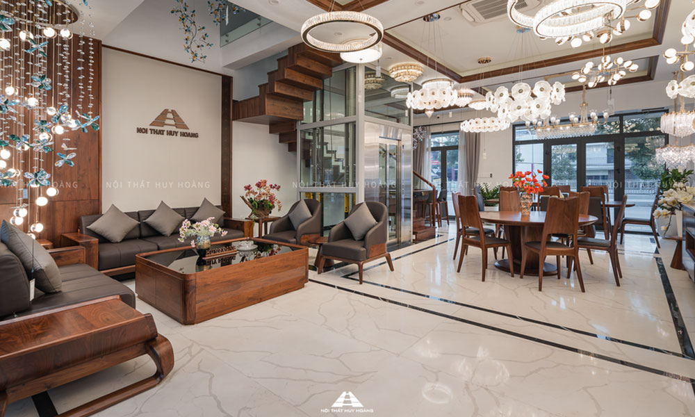 showroom nội thất phòng ngủ gỗ óc chó