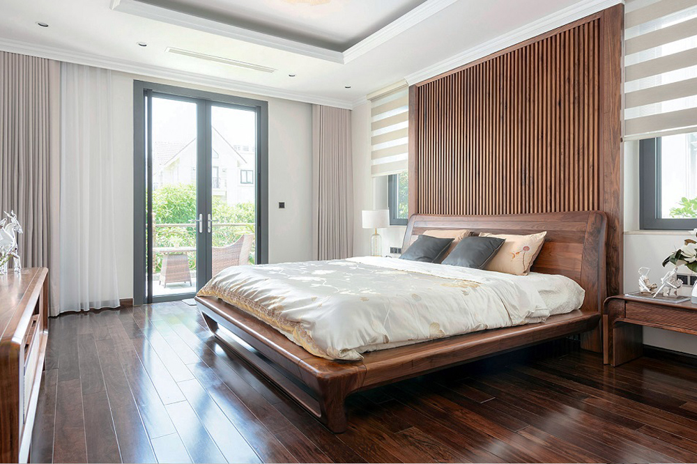 Một số lưu ý khi thiết kế và bài trí phòng ngủ gỗ óc chó
