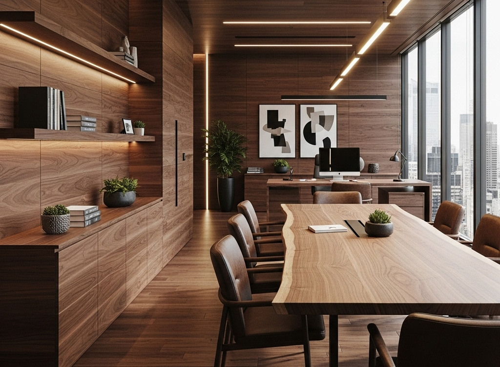 Kinh nghiệm chọn nội thất văn phòng gỗ óc chó