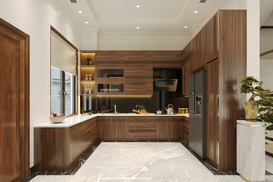 Tủ bếp gỗ &oacute;c ch&oacute; mang đến vẻ đẹp thời thượng n&acirc;ng tầm gi&aacute; trị cho kh&ocirc;ng gian sống