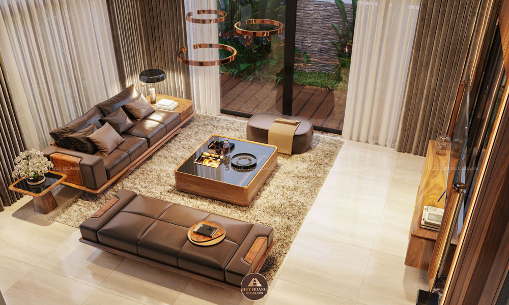 Sofa gỗ óc chó phong cách tối giản