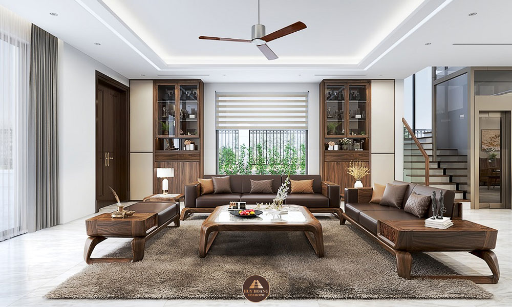 Mẫu sofa gỗ óc chó
