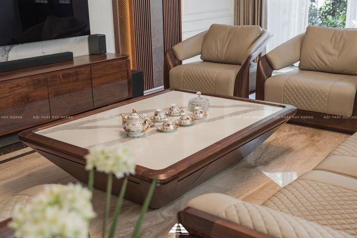 Bộ ghế sofa gỗ óc chó cao cấp