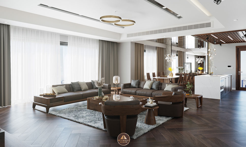 Sofa gỗ sồi giả óc chó văng