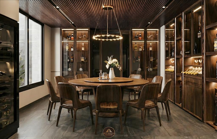 Si&ecirc;u phẩm b&agrave;n ăn tr&ograve;n gỗ &oacute;c ch&oacute; 10 ghế đẳng cấp cho biệt thự