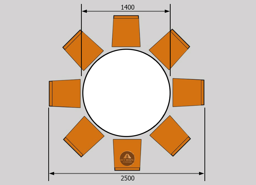 K&iacute;ch thước b&agrave;n ăn tr&ograve;n 8 chỗ ngồi