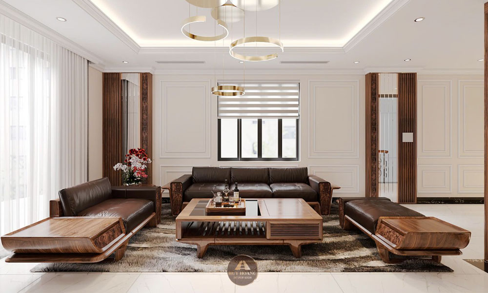 cách kê sofa phòng khách sát tường
