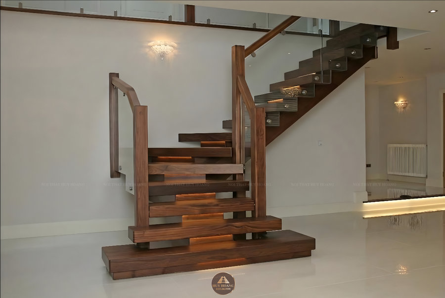 Thiết kế cầu thang gỗ &oacute;c ch&oacute; xương c&aacute; z&iacute;c zắc độc đ&aacute;o