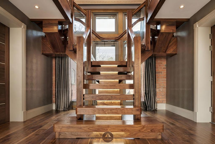 Thi c&ocirc;ng cầu thang gỗ &oacute;c ch&oacute; trọn g&oacute;i uy t&iacute;n - Nội thất Huy Ho&agrave;ng