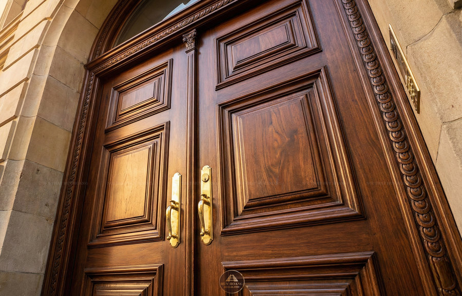 Cửa gỗ óc chó tân cổ điển, mẫu cửa gỗ óc chó tân cổ điển