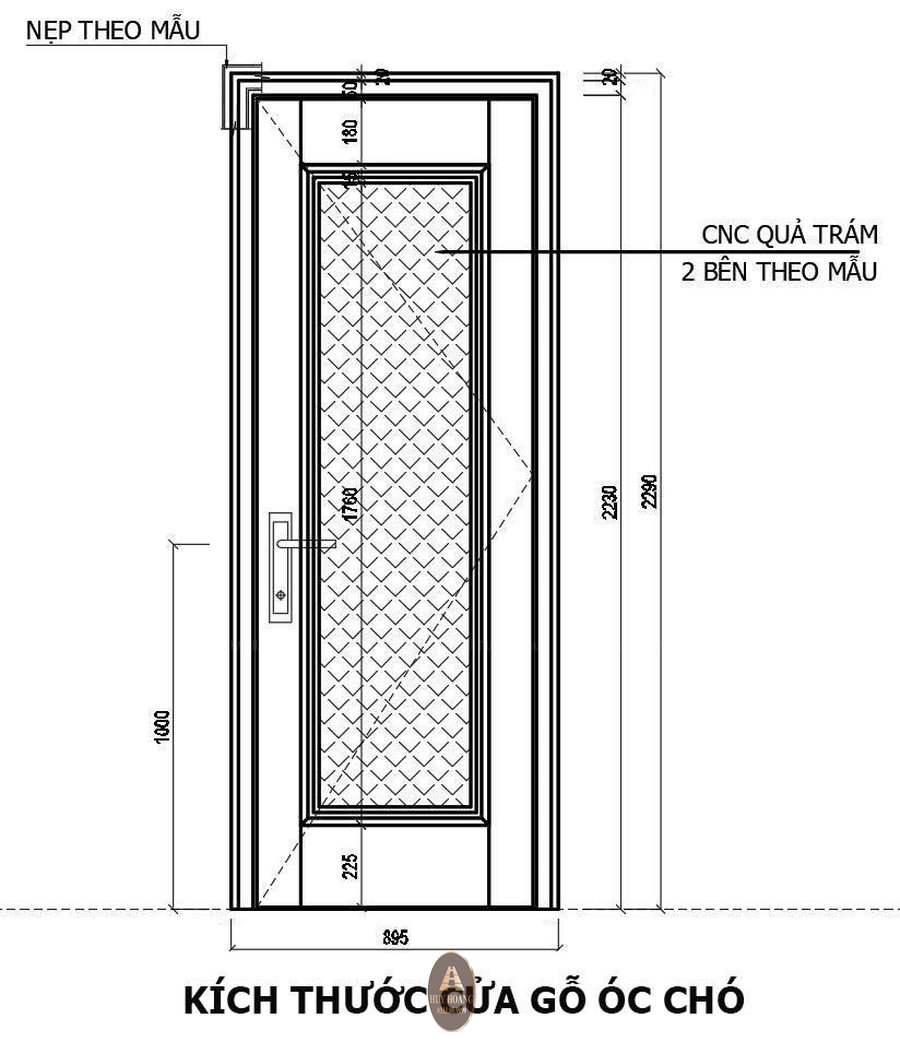 Kích thước cửa gỗ óc chó, kích thước cửa gỗ óc chó thông dụng