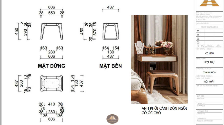 Bản vẽ kỹ thuật v&agrave; phối cảnh đ&ocirc;n gỗ &oacute;c ch&oacute; 