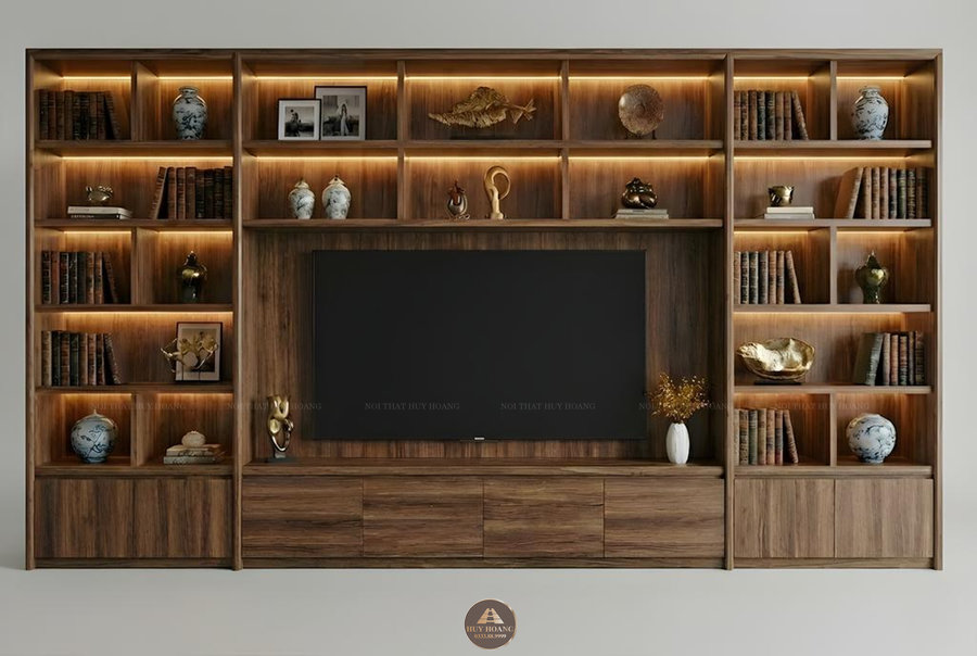 Mẫu kệ s&aacute;ch gỗ &oacute;c ch&oacute; trang tr&iacute; ph&ograve;ng kh&aacute;ch đẹp hiện đại
