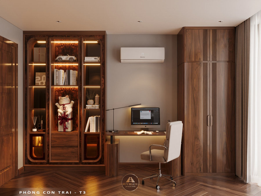 Mẫu kệ s&aacute;ch gỗ &oacute;c ch&oacute; hiện đại