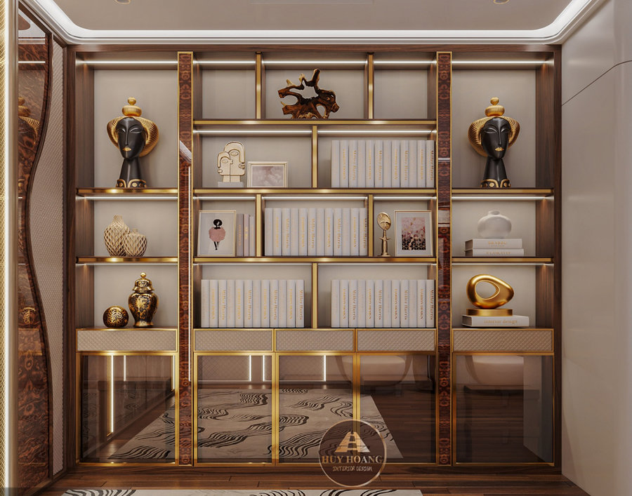 5+ mẫu tủ sách, kệ sách gỗ óc chó xu hướng năm 2026