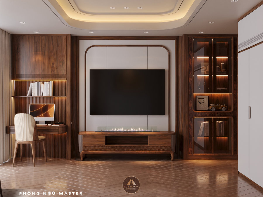 Tủ s&aacute;ch gỗ &oacute;c ch&oacute; c&aacute;nh k&iacute;nh sang trọng