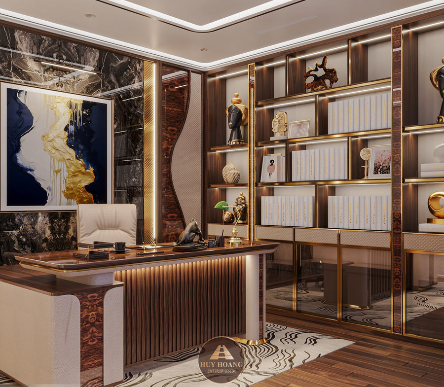 Hệ tủ kệ s&aacute;ch gỗ &oacute;c ch&oacute; kết hợp vật liệu k&iacute;nh v&agrave; kim loại