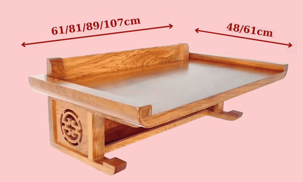 Kích thước bàn thờ treo tường phổ biến hiện nay