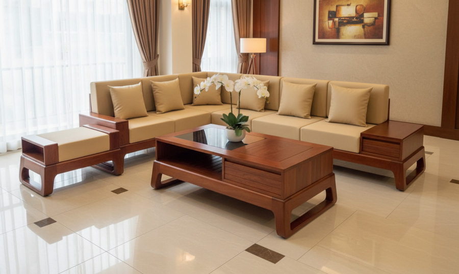 so sánh sofa gỗ óc chó chữ L và sofa gỗ gõ đỏ chữ L, so sánh sofa gỗ gõ đỏ chữ L và sofa gỗ óc chó chữ L