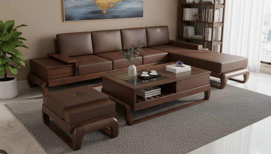 ưu điểm của sofa gỗ sồi chữ L