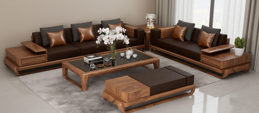 Sofa gỗ sồi chữ L