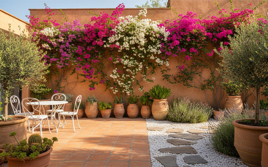 S&acirc;n vườn phong c&aacute;ch Địa Trung Hải rực rỡ sắc m&agrave;u
