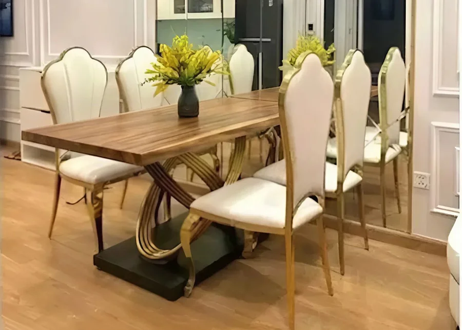 b&agrave;n ăn gỗ &oacute;c ch&oacute; ch&acirc;n sắt