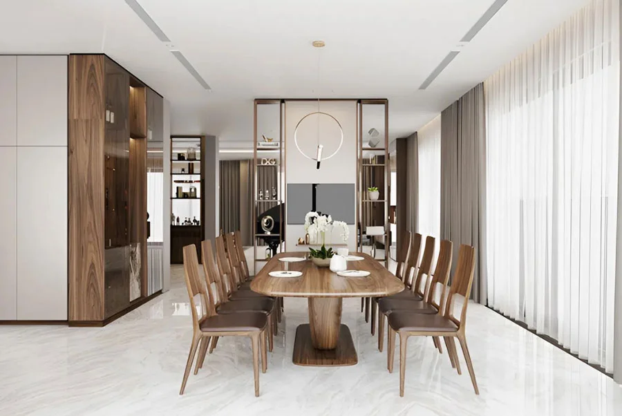 B&agrave;n ăn gỗ &oacute;c ch&oacute; tại Đ&agrave; Nẵng nổi bật với tone m&agrave;u n&acirc;u trầm sang trọng v&agrave; v&acirc;n gỗ tự nhi&ecirc;n độc bản