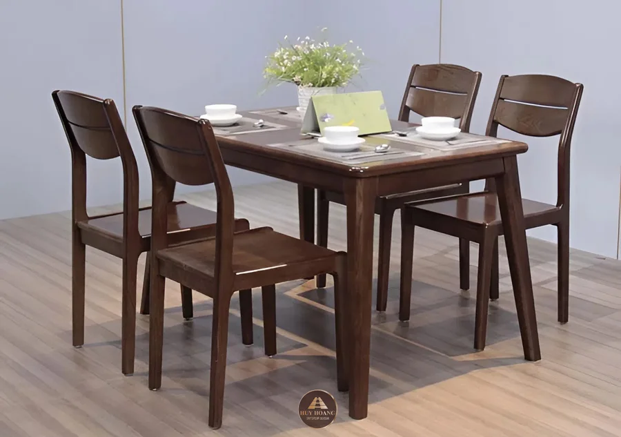 Bộ b&agrave;n ăn gỗ &oacute;c ch&oacute; 4 ghế chữ nhật