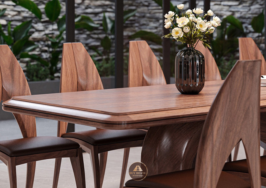 Bộ b&agrave;n ăn gỗ &oacute;c ch&oacute; 6 ghế với phần tựa độc đ&aacute;o